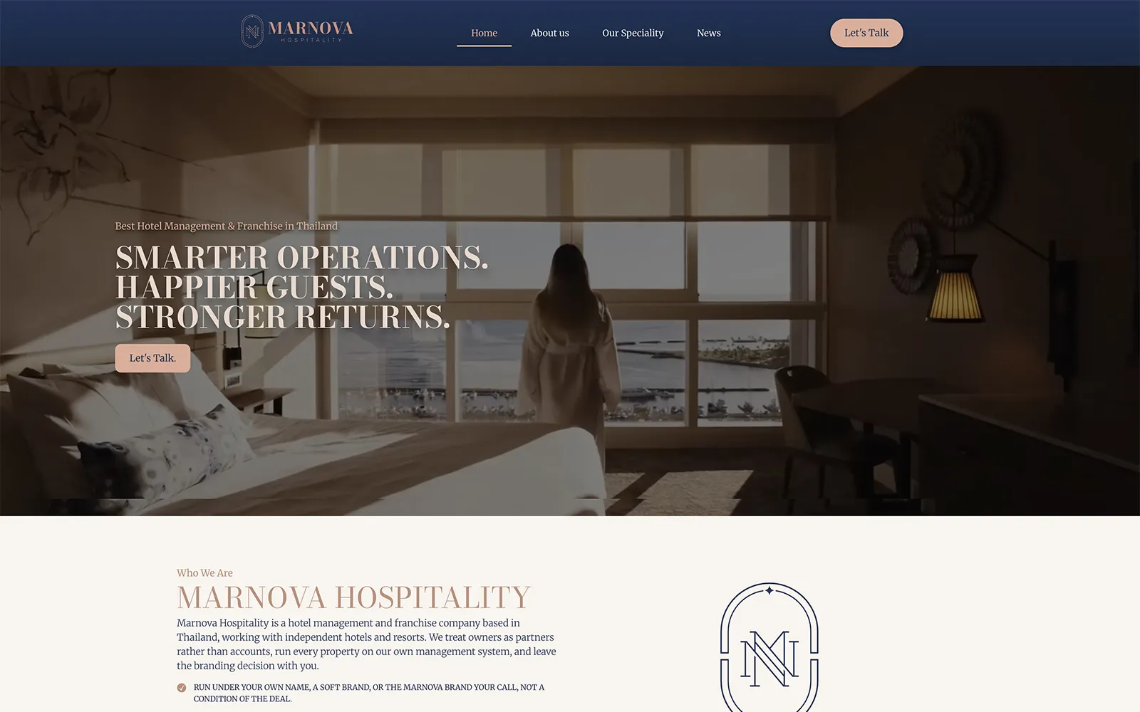 marnovahospitality.com – hospitality consultancy website designed and built in WordPress by Pasindu Dias