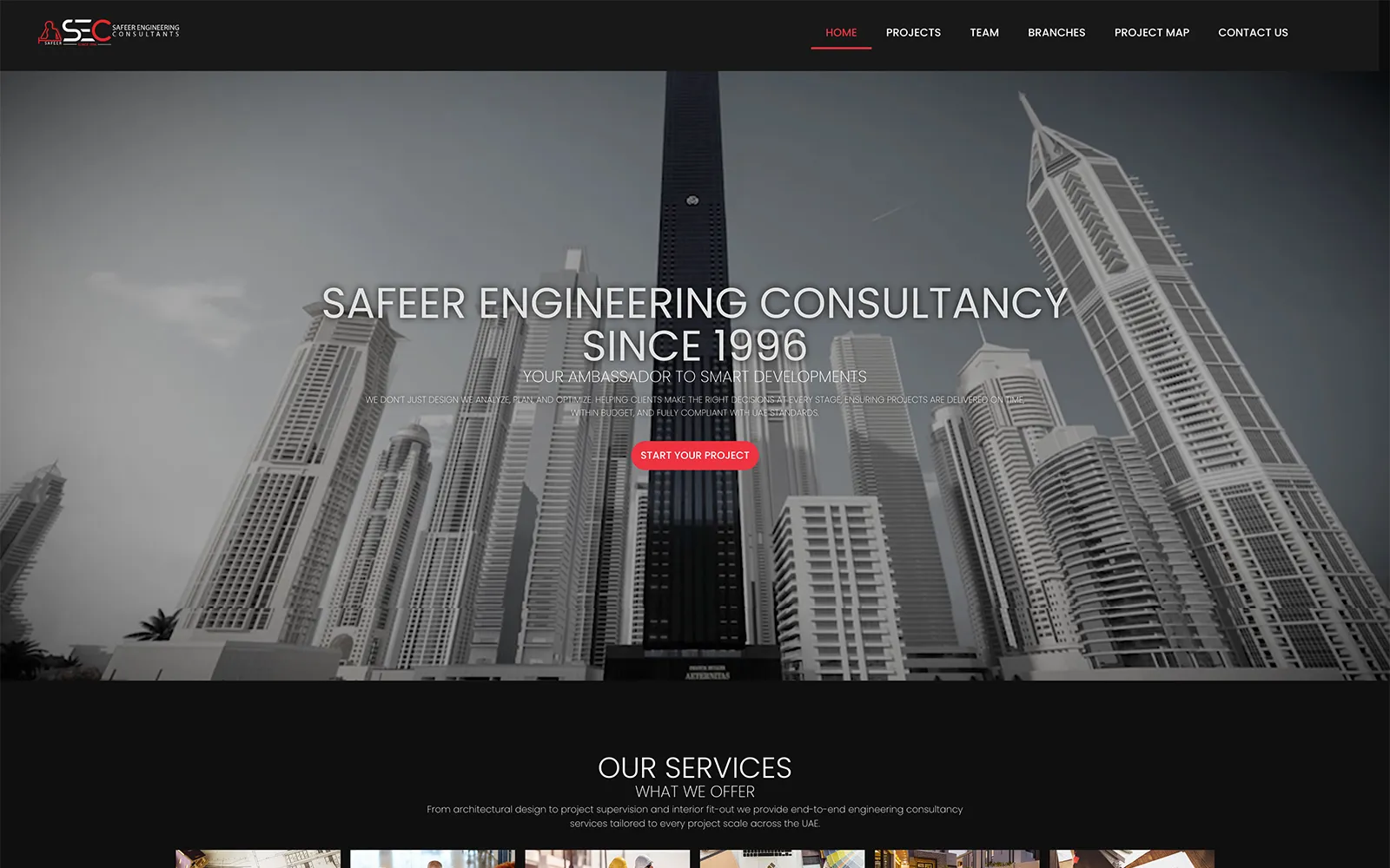 safeerarch1996.com – architecture portfolio website designed and built in WordPress by Pasindu Dias